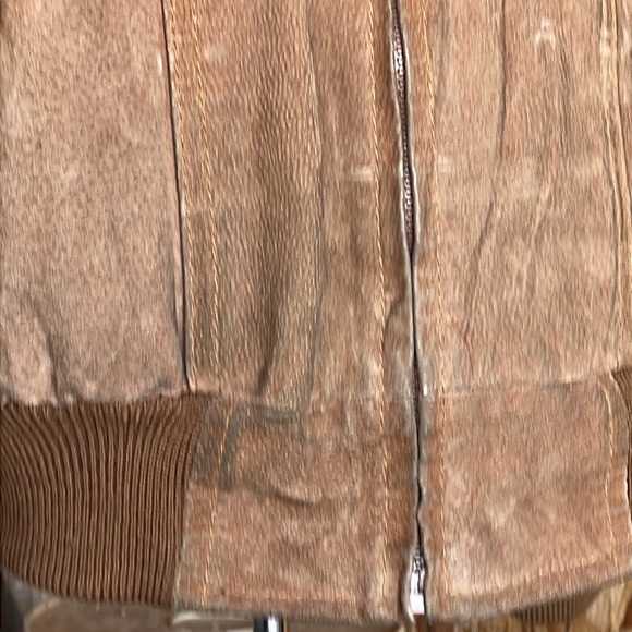Vintage 70’s WWS Tan Suede Leather Bomber Jacket Pig Split Leather - Picture 15 of 16
